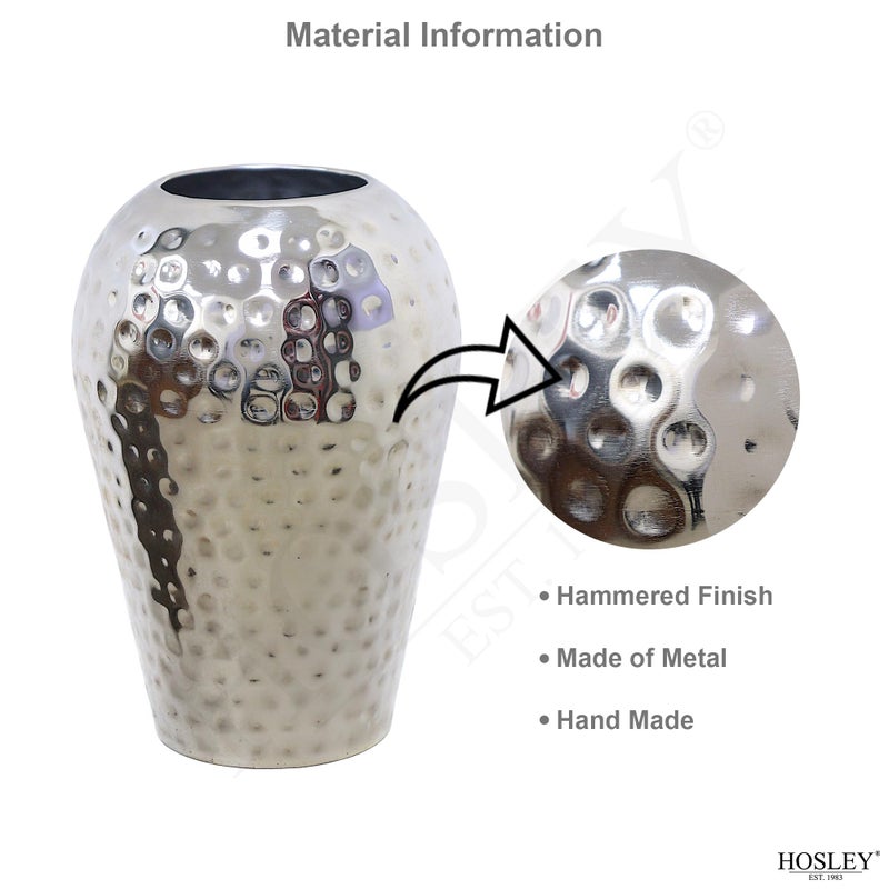 Hosley 10 Inch High Hammered Iron Vase - Handcrafted by Artisans Using Centuries-Old Hammer Pattern Techniques for Floral Arrangements Rustic Charm and Cultural Richness in Your Home Decor Embrace - Image 5